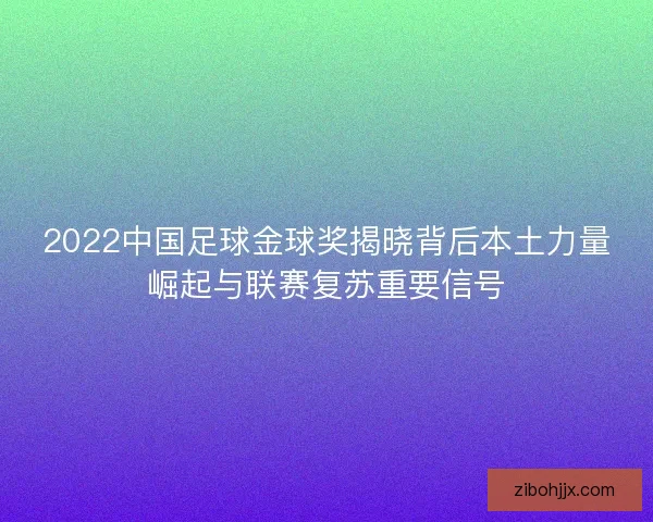 2022中国足球金球奖揭晓背后本土力量崛起与联赛复苏重要信号
