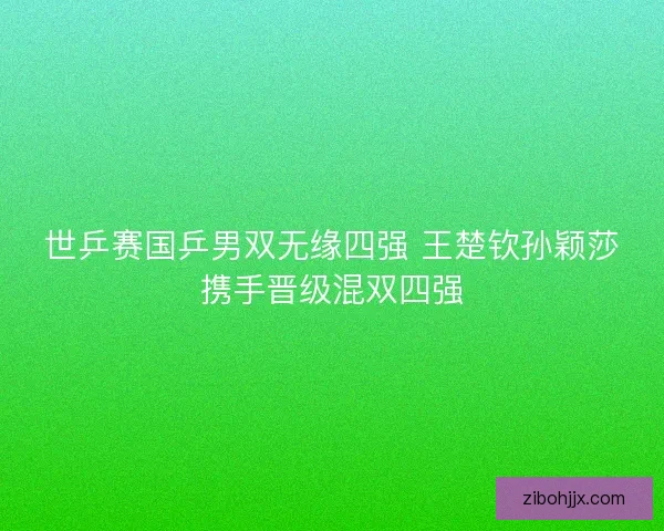 世乒赛国乒男双无缘四强 王楚钦孙颖莎携手晋级混双四强